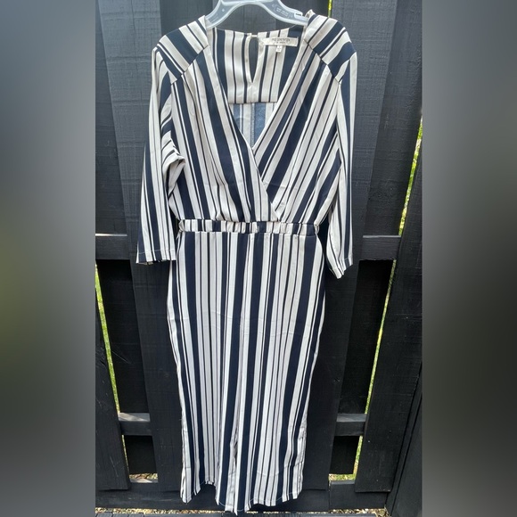 Free Generation Los Ángeles Women’s Striped Wrap Top Wide Leg Jumpsuit Size L - Picture 3 of 15